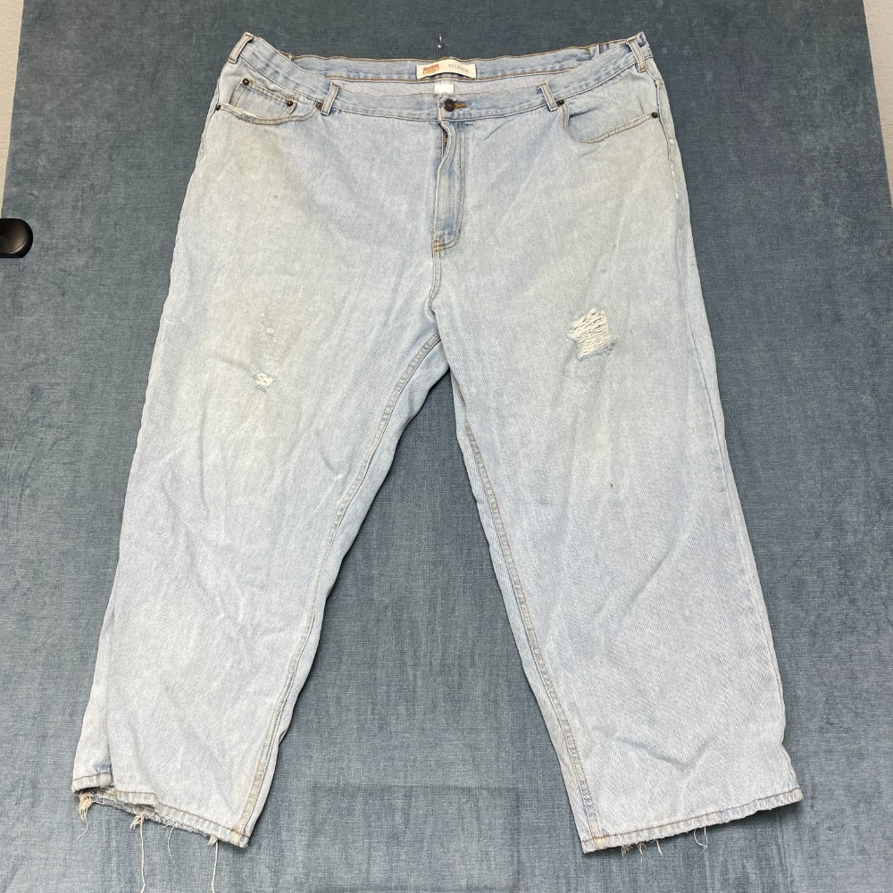 Route 66 Jeans Men 48x29 Blue Denim Light Wash Distressed Relaxed Fit Streetwear